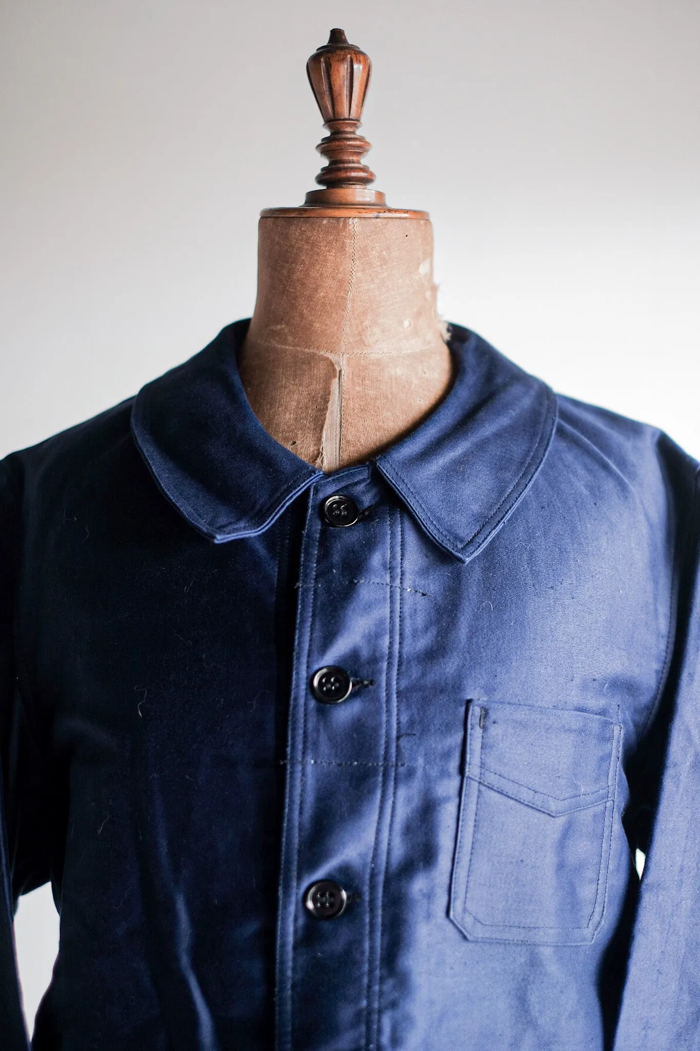 [~ 40's] Veste de travail de moleskin bleu vintage française 