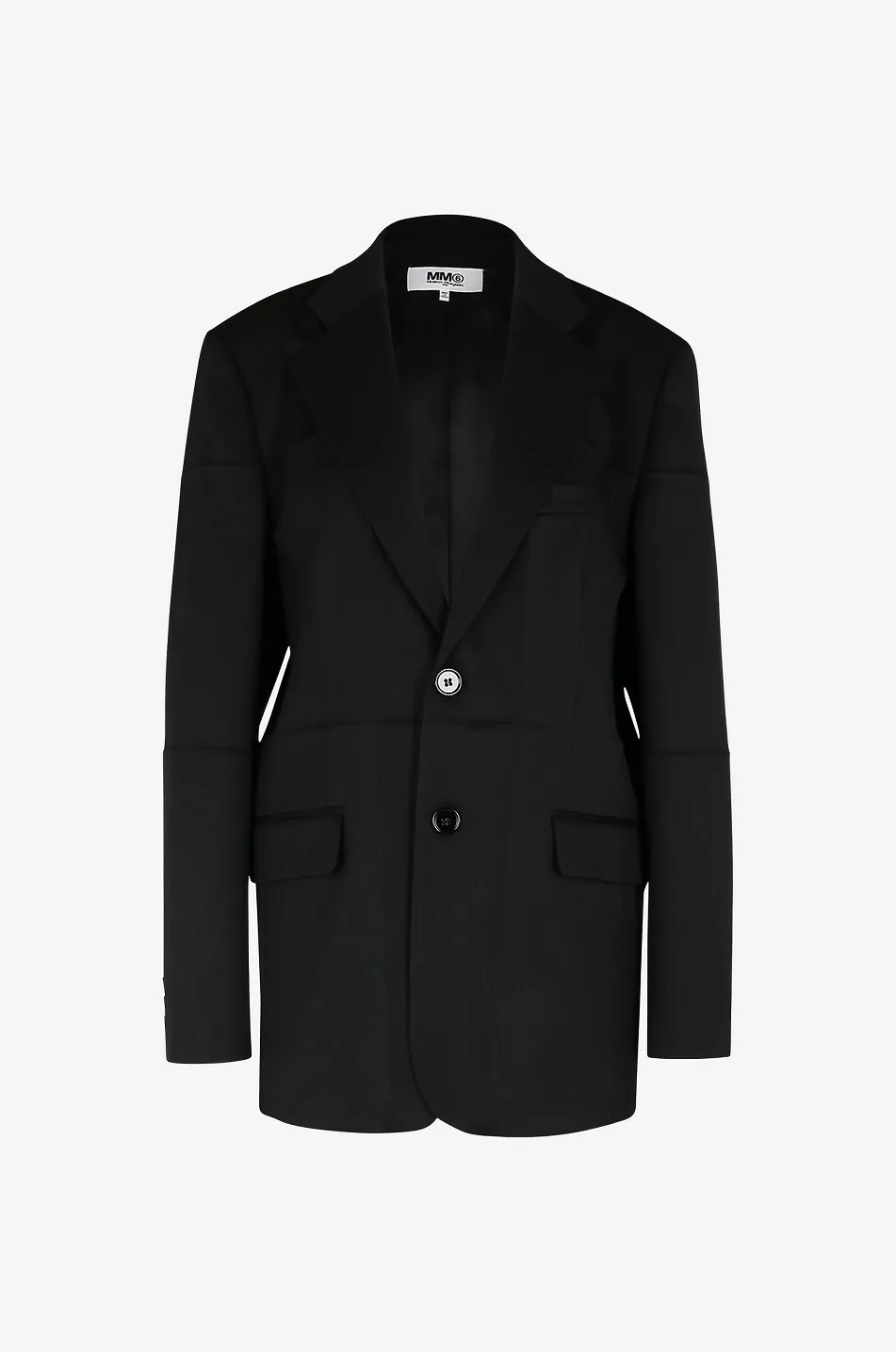 Blazer noir mi-long en laine