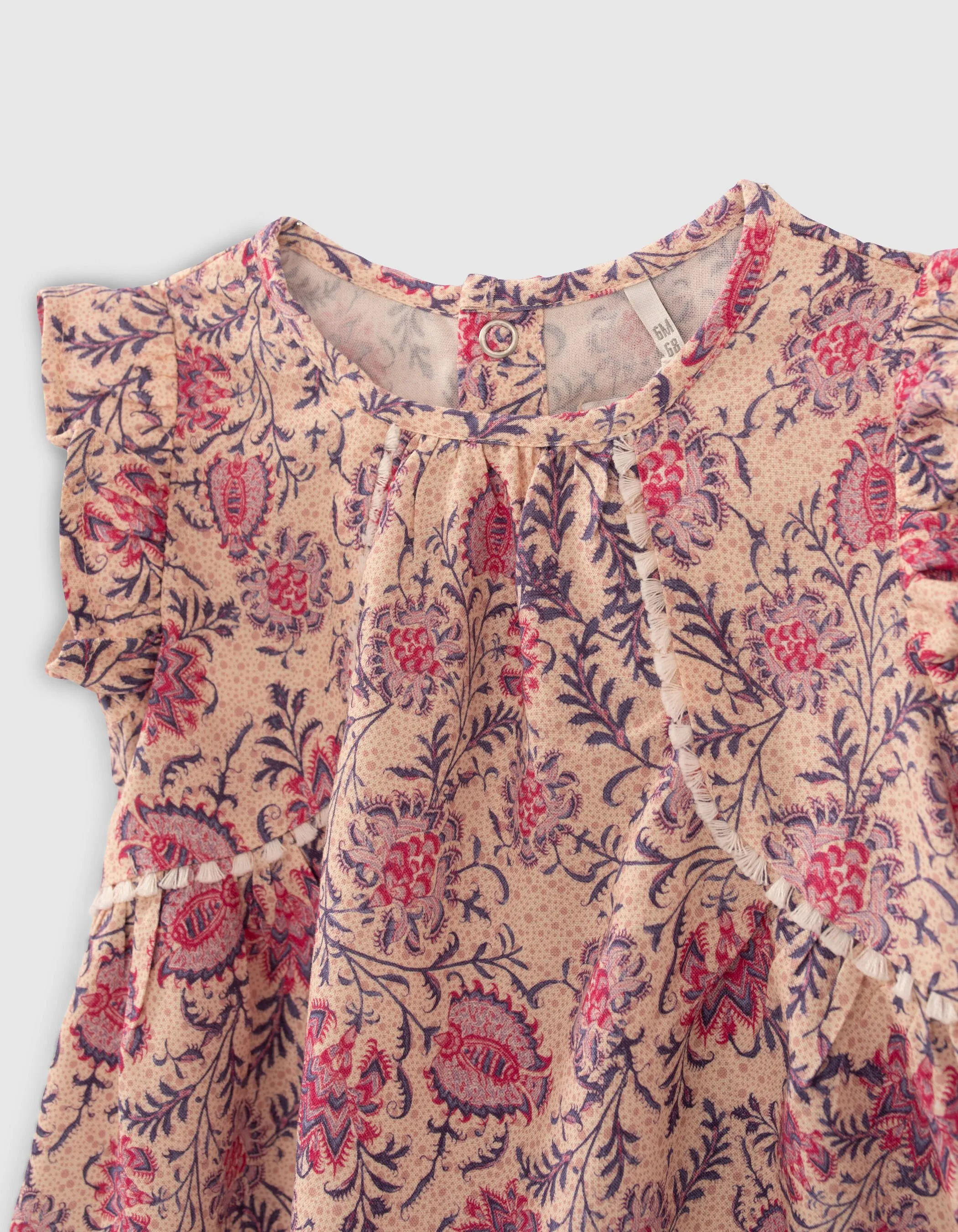 Blouse rose imprimé floral cachemire Lenzing™ Ecovero™ bébé fille