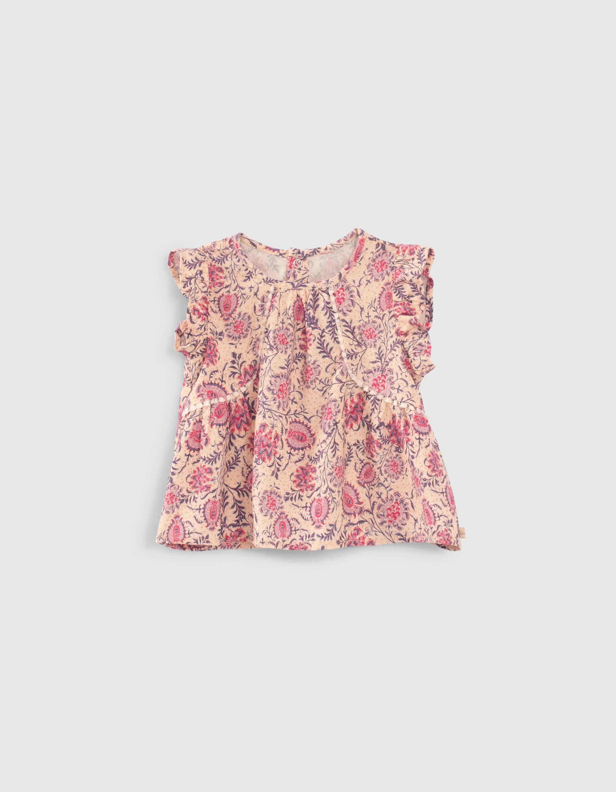 Blouse rose imprimé floral cachemire Lenzing™ Ecovero™ bébé fille