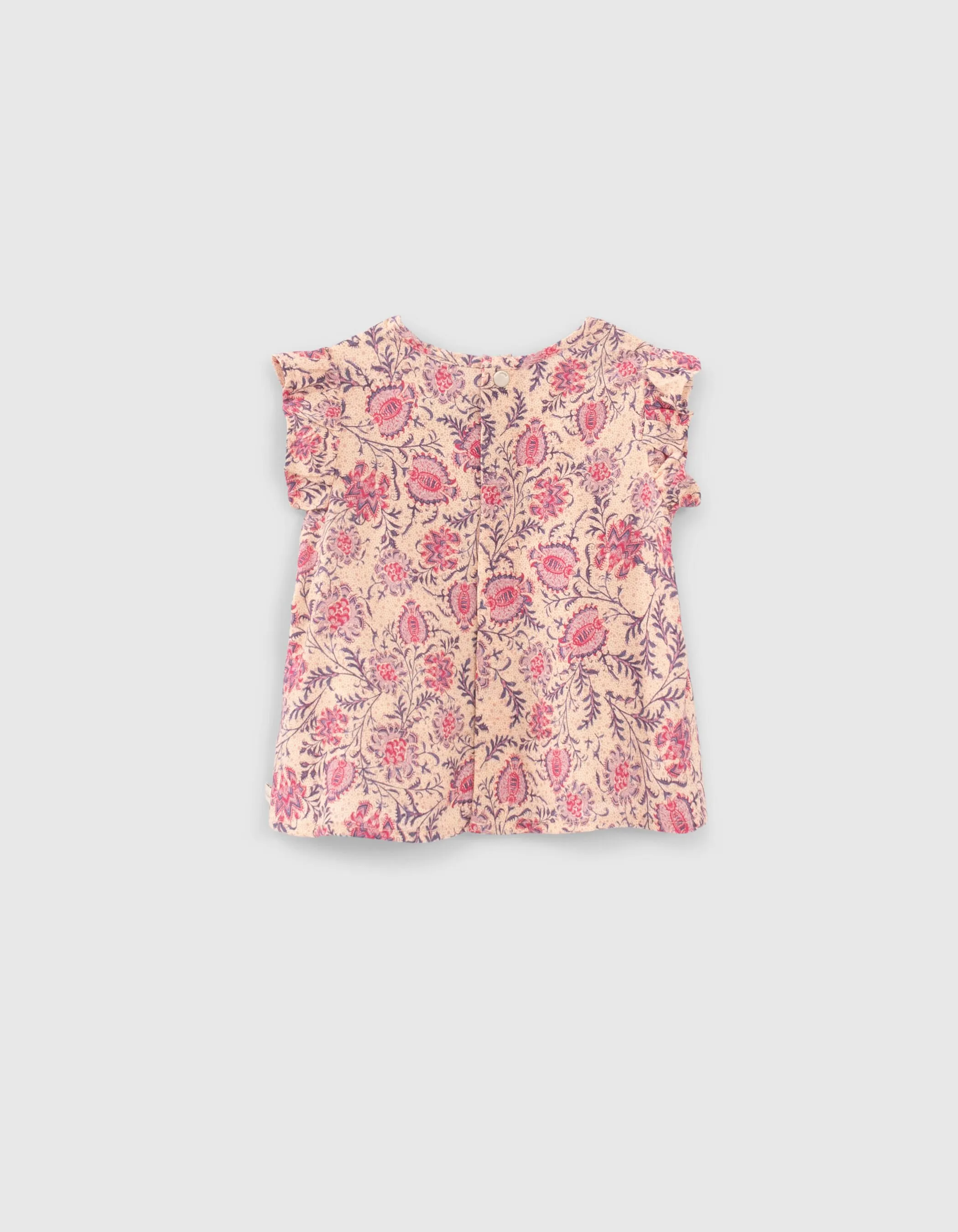 Blouse rose imprimé floral cachemire Lenzing™ Ecovero™ bébé fille