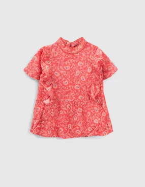 Blouse rouge Lenzing™ Ecovero™ imprimé cachemire fille