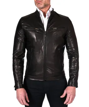 Blouson cuir homme veste moto cuir vintage noir Hamilton