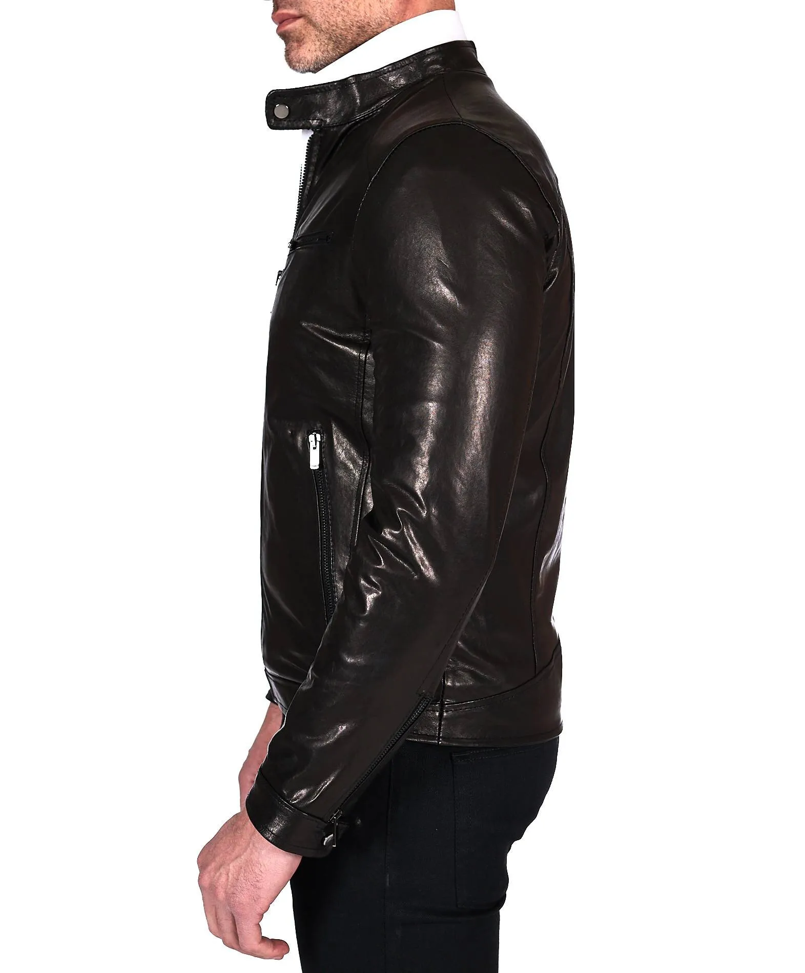 Blouson cuir homme veste moto cuir vintage noir Hamilton