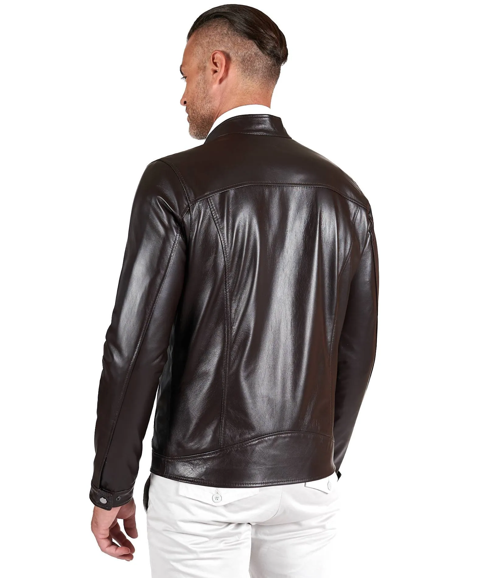 Blouson cuir homme veste moto vintage blouson cuir marron foncé Ted