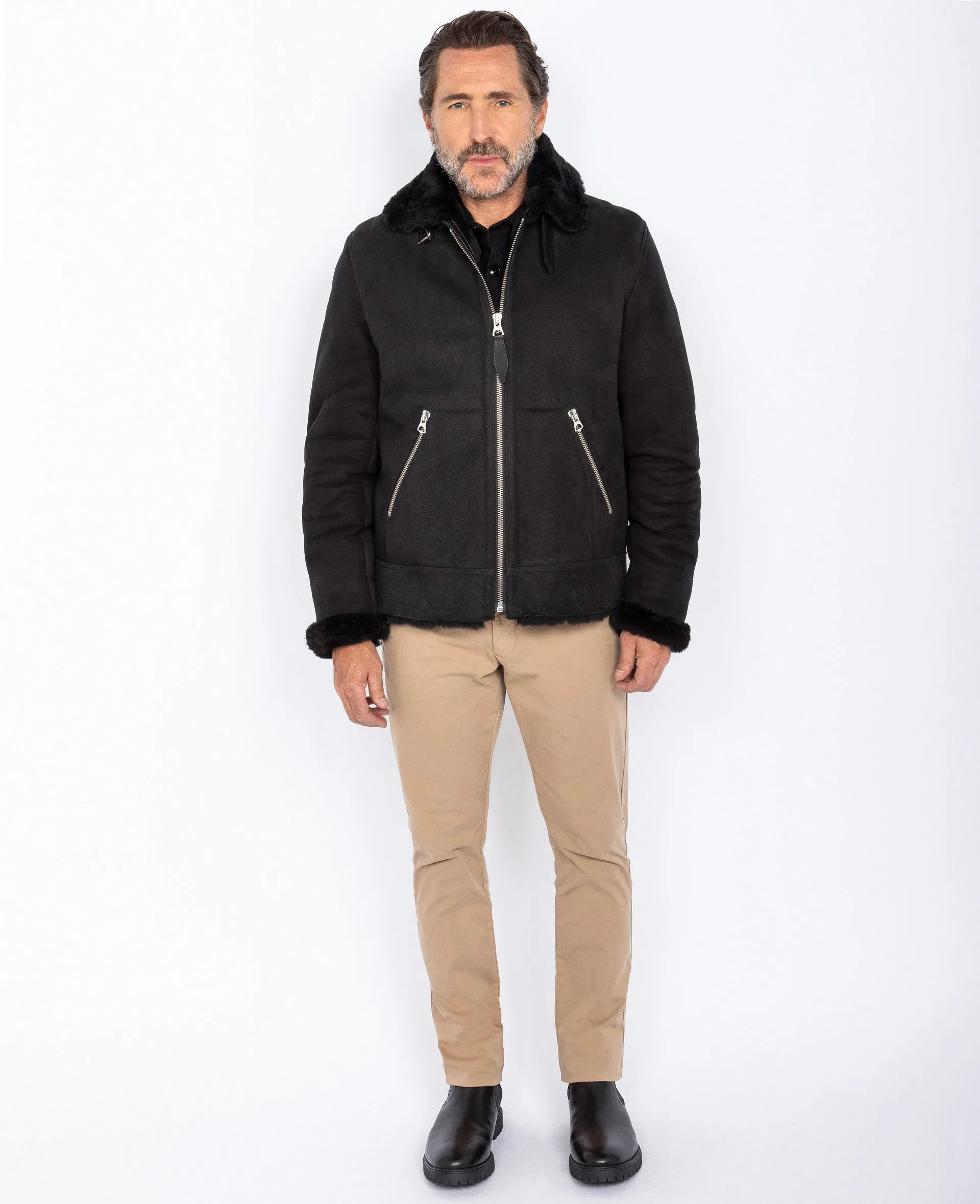 Blouson rétro suédé, cuir de mouton