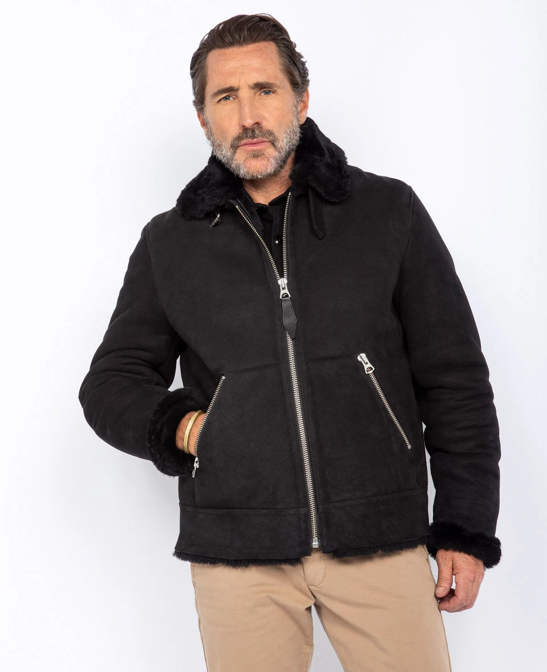 Blouson rétro suédé, cuir de mouton