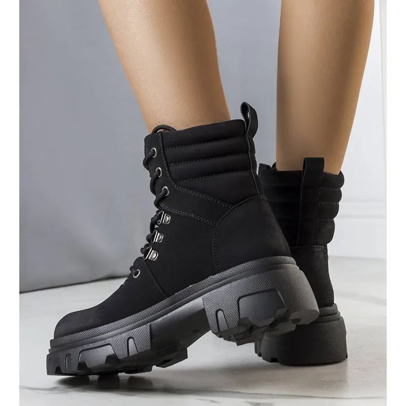 BM Bottes noires sur une semelle Lyric massive le noir