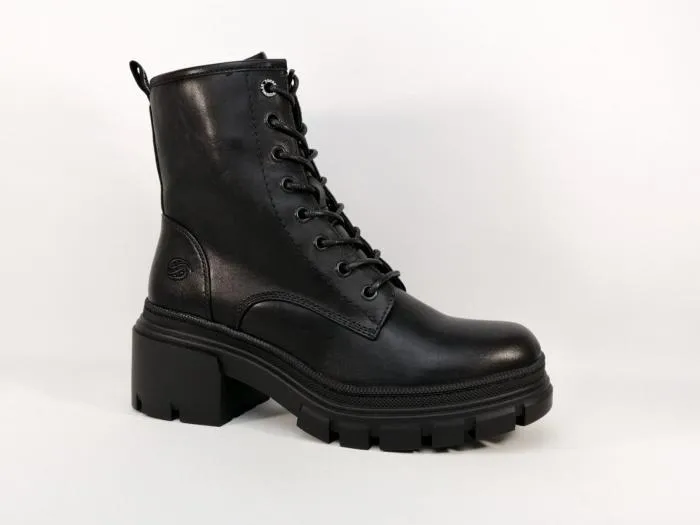 Boots noire à lacets style rangers femme destockage DOCKERS 51KA303