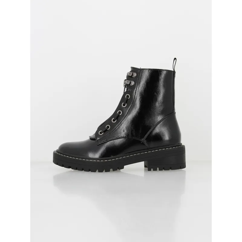 Boots à lacets uni noir femme - Xti | wimod