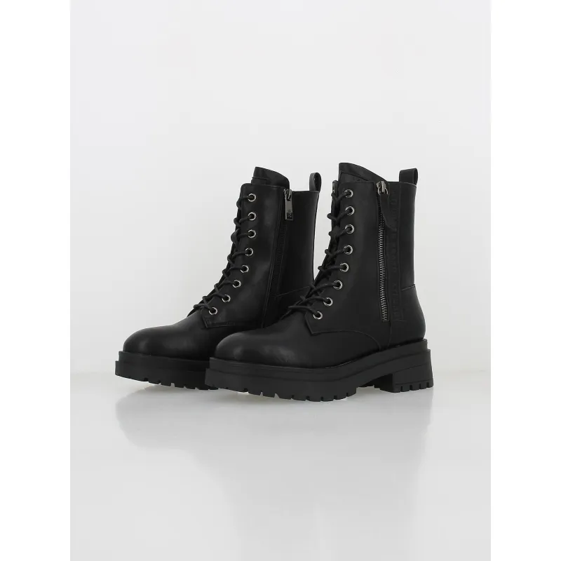 Boots à lacets uni noir femme - Xti | wimod