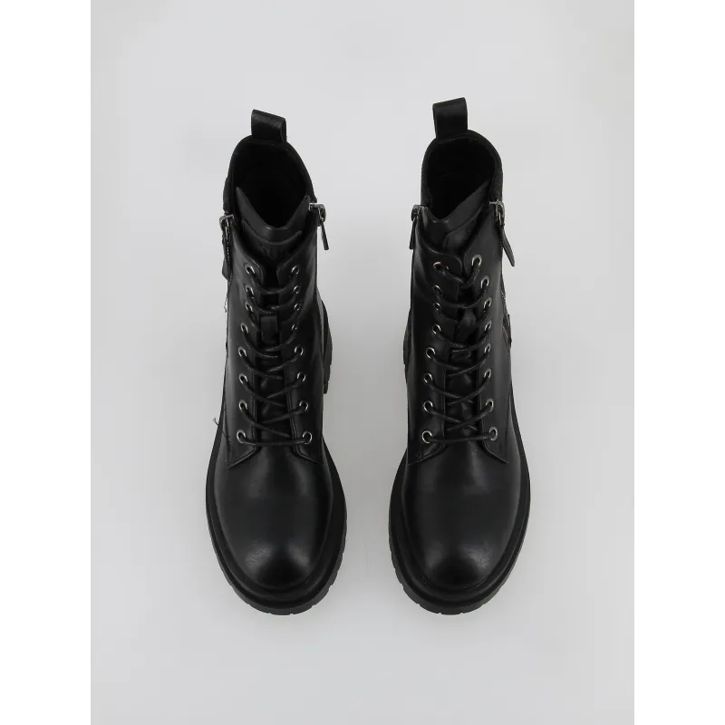 Boots à lacets uni noir femme - Xti | wimod