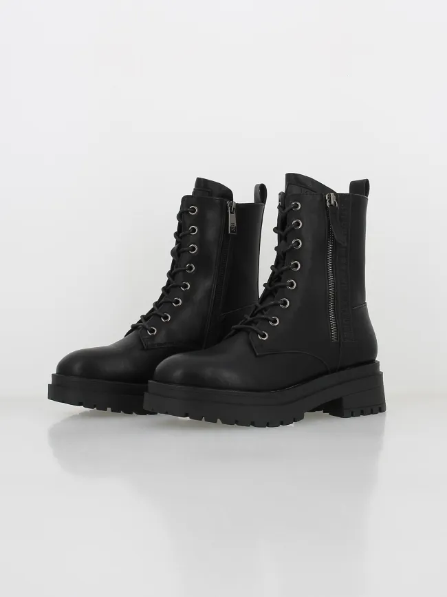 Boots à lacets uni noir femme - Xti | wimod