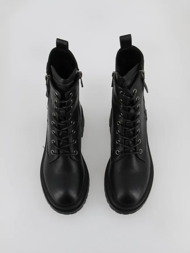 Boots à lacets uni noir femme - Xti | wimod