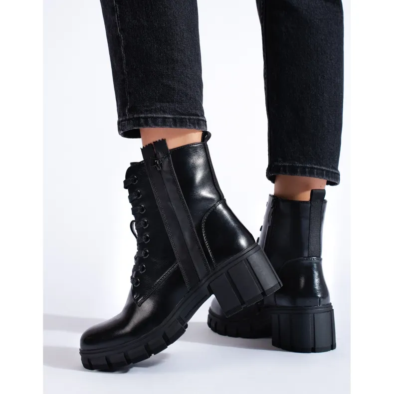 Bottes à lacets pour femmes sur la plate-forme shelovet le noir