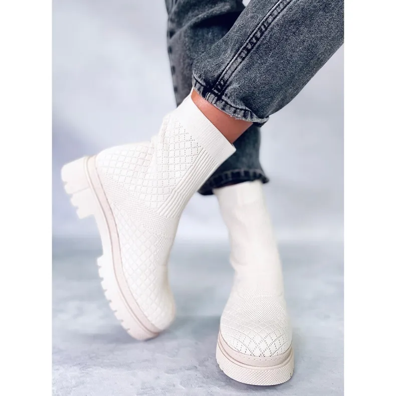 Bottines chaussettes à motif Rueda Beige