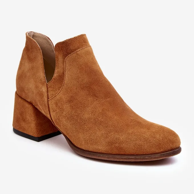 Bottines En Daim À Talons Découpés Camel Dalros brun