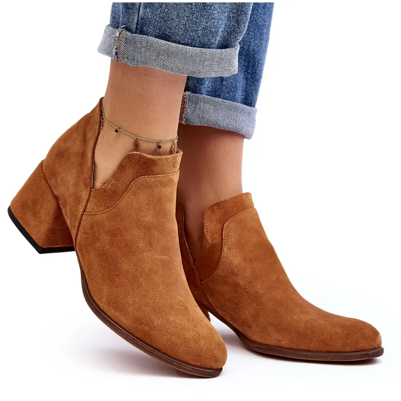 Bottines En Daim À Talons Découpés Camel Dalros brun