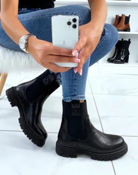 Bottines style chelsea noires à élastique montant