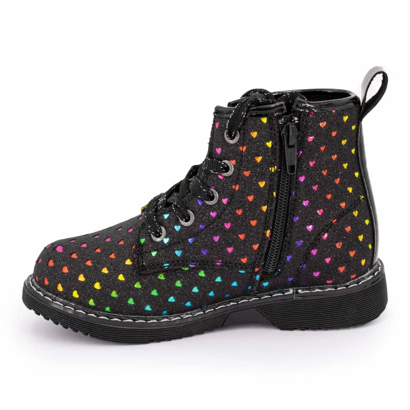 Bottines zippées à lacets imprimé coeur multicolore Enfant DOCKERS BY