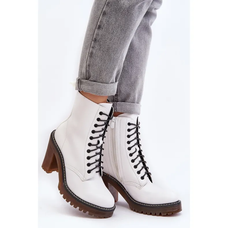 Bottines à lacets pour femmes, blanc Arove blanche