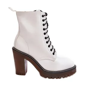 Bottines à lacets pour femmes, blanc Arove blanche