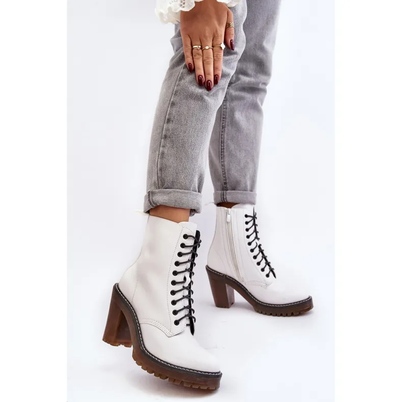 Bottines à lacets pour femmes, blanc Arove blanche