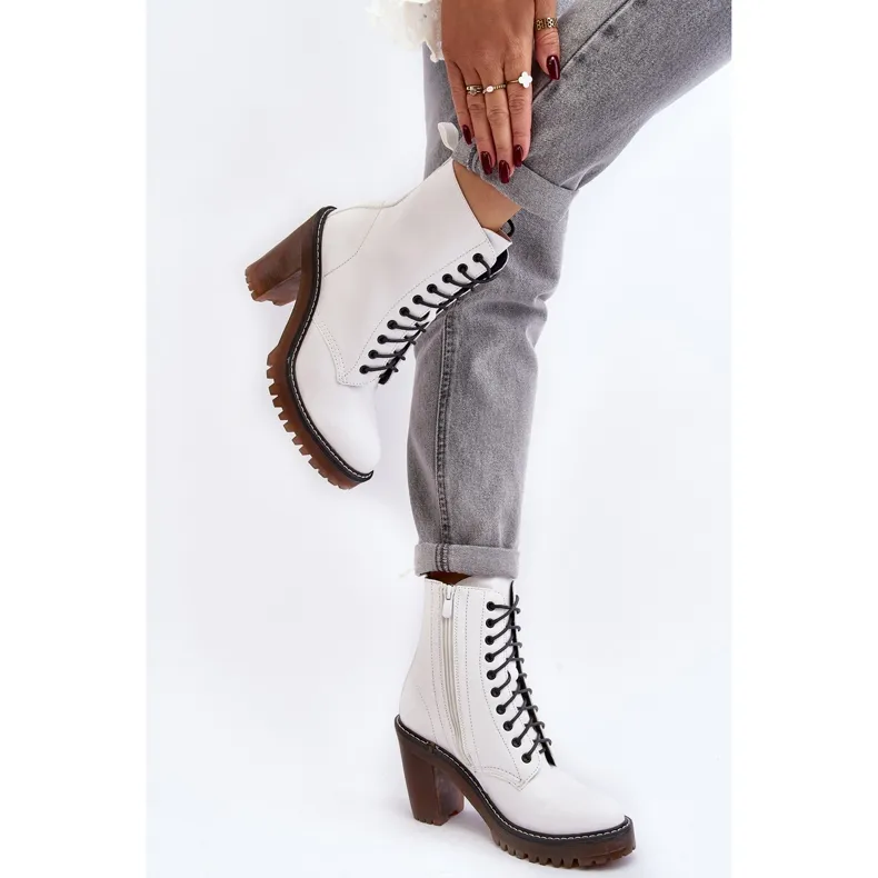 Bottines à lacets pour femmes, blanc Arove blanche