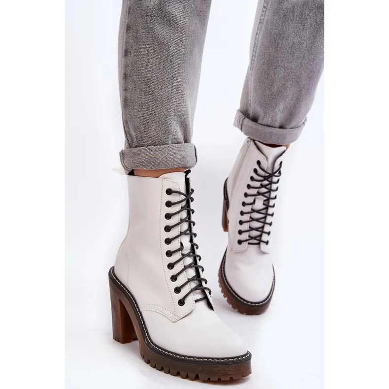 Bottines à lacets pour femmes, blanc Arove blanche