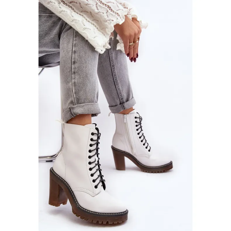 Bottines à lacets pour femmes, blanc Arove blanche