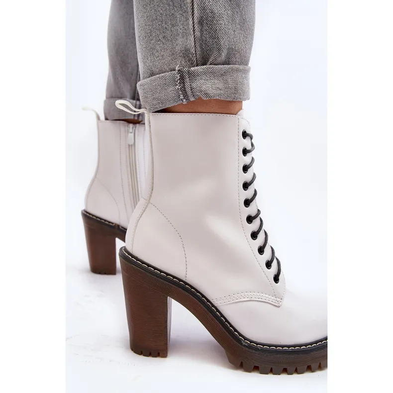 Bottines à lacets pour femmes, blanc Arove blanche