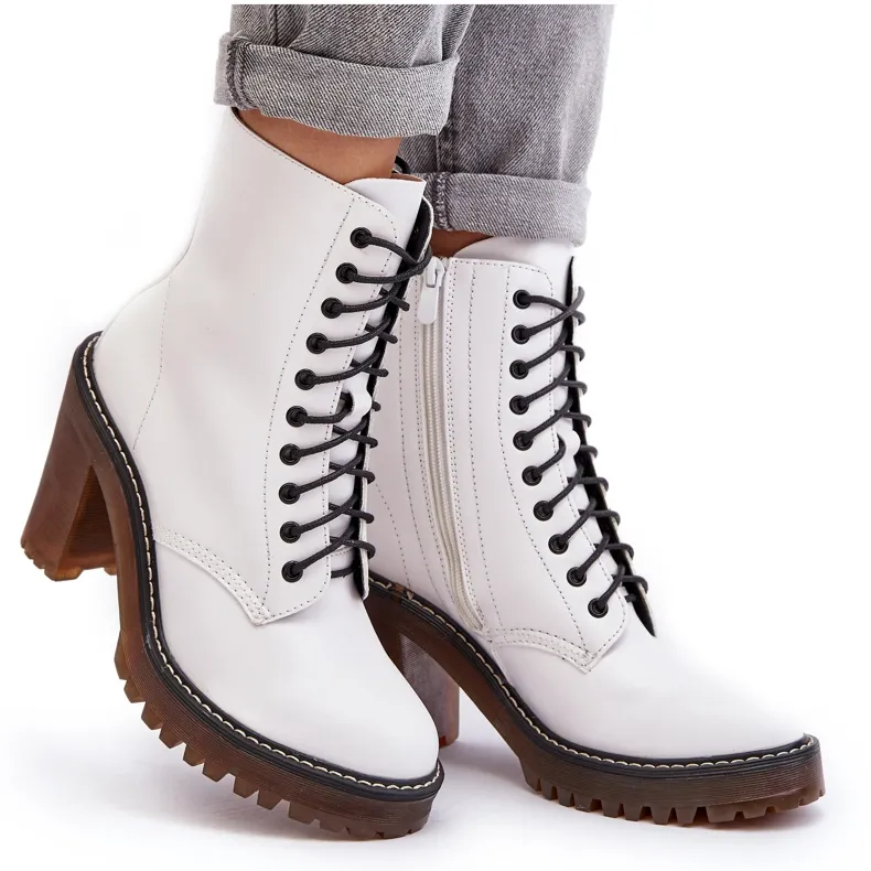 Bottines à lacets pour femmes, blanc Arove blanche