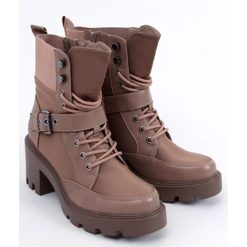 Bottines à lacets à talons Brooks Khaki brun