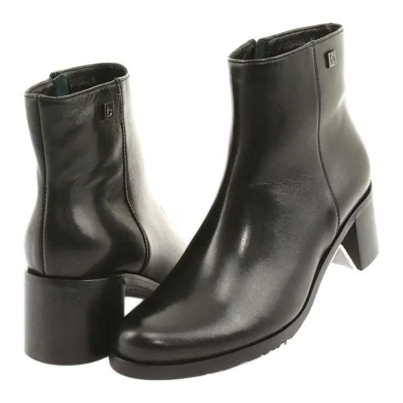 Bottines à talons en cuir Arka 7387 le noir