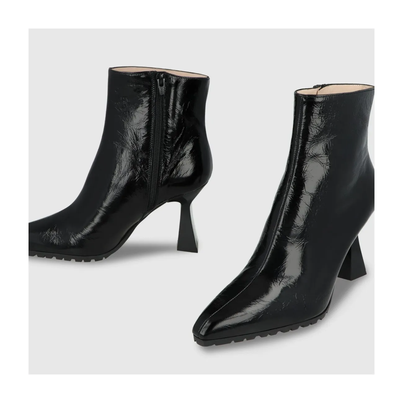 Bottines à talons femme en cuir froissé noir | LODI Chaussures femme en ligne.