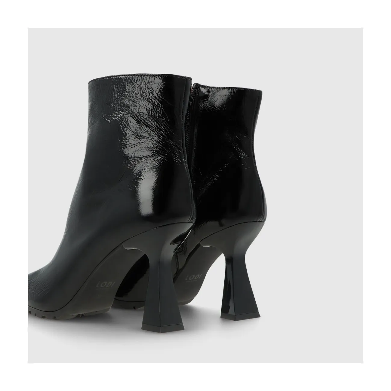 Bottines à talons femme en cuir froissé noir | LODI Chaussures femme en ligne.