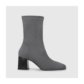 Bottines à talons femme en textile élastique gris | LODI Chaussures femme en ligne.