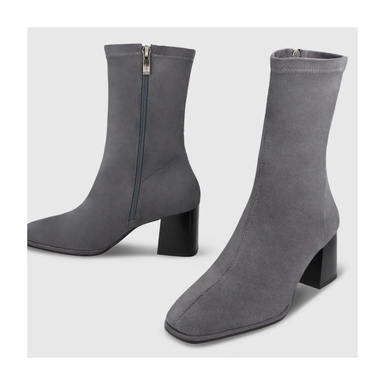 Bottines à talons femme en textile élastique gris | LODI Chaussures femme en ligne.