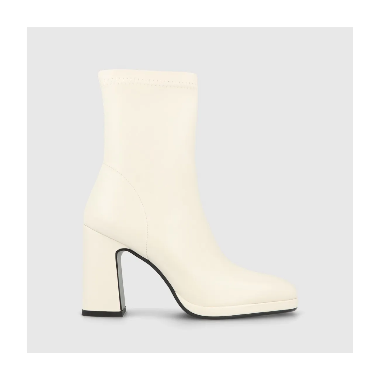 Bottines à talons femme simili cuir élastique blanc cassé | LODI Chaussures femme en ligne.