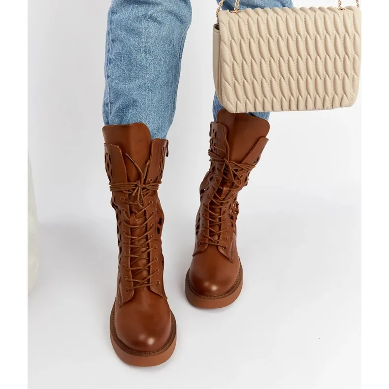 Bottines à talons hauts ajourées marron de Visalia brun