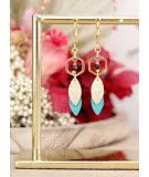 Boucles d'oreilles en cuir recyclé June - Turquoise