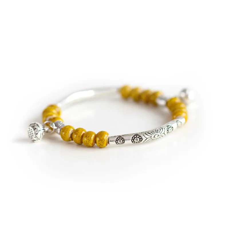 Bracelet Ethnique Arya : Argent et Pierres Naturelles - Shine Boutique