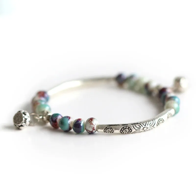 Bracelet Ethnique Arya : Argent et Pierres Naturelles - Shine Boutique