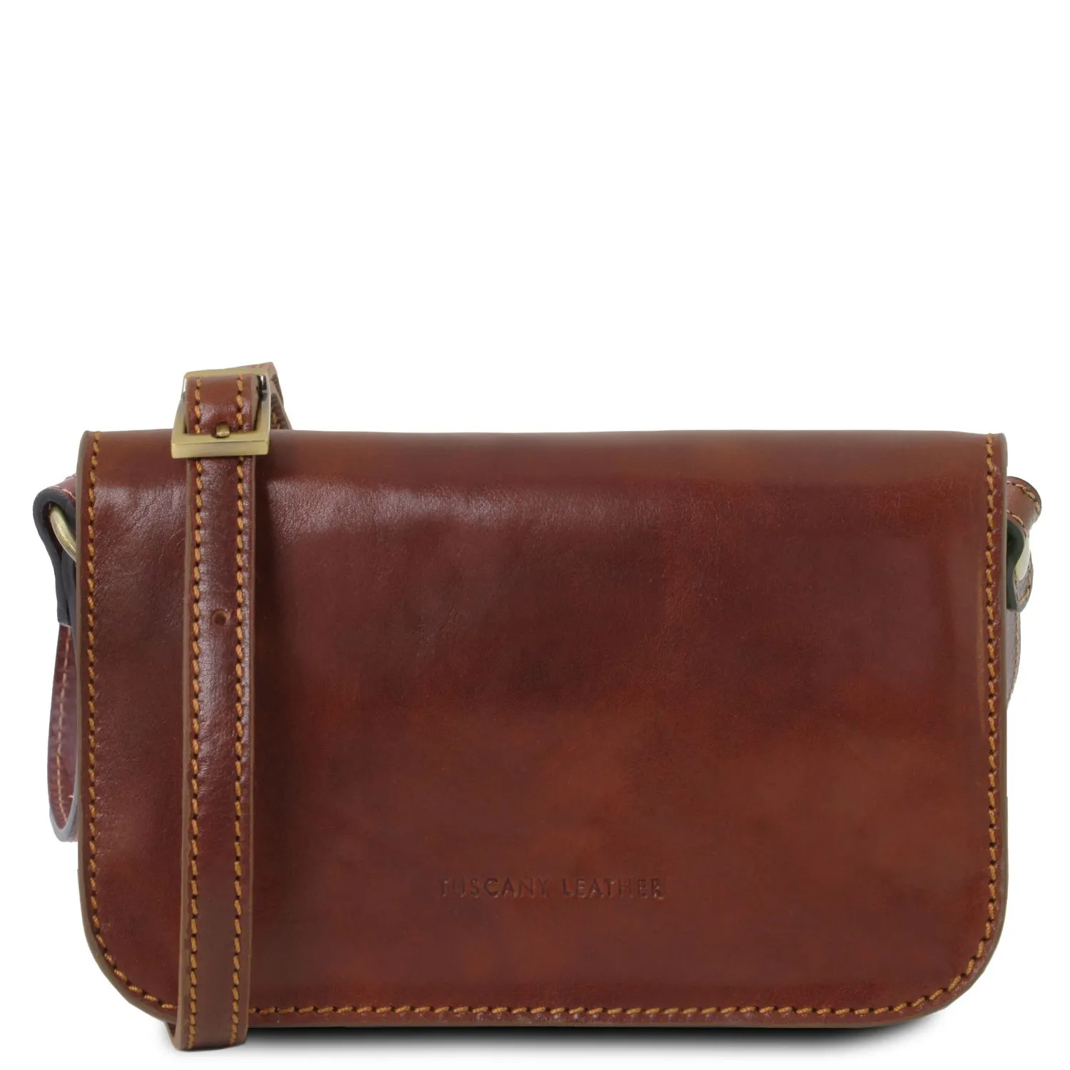 Carmen Sac Bandoulière en Cuir Avec Rabat Marron TL141713