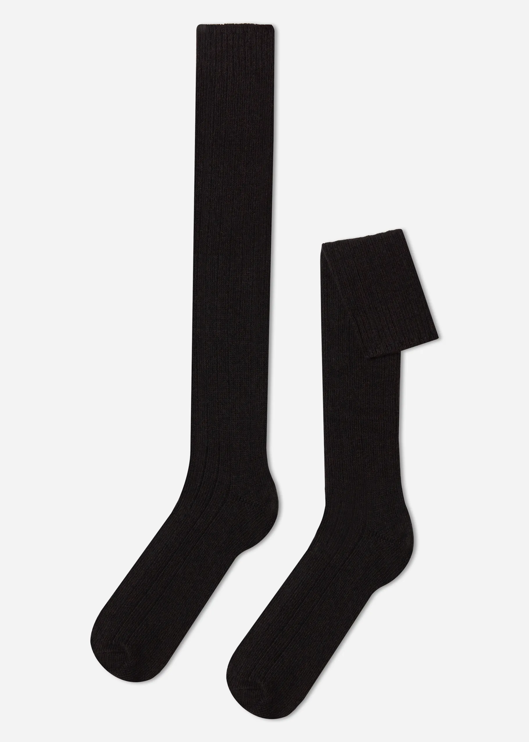 Chaussettes longues côtelées avec laine et cachemire pour homme - Chaussettes hautes - Calzedonia
