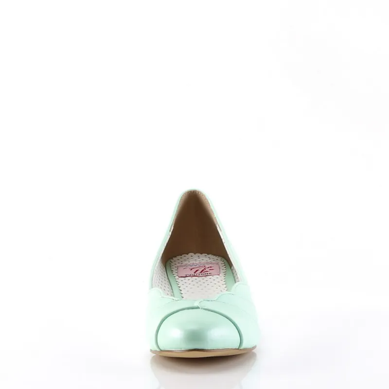 Chaussure pin up escarpin vert pastel glamour petit talon " kitten heel " vintage - vegan