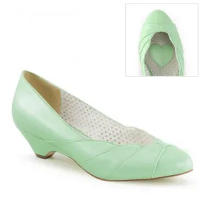 Chaussure pin up escarpin vert pastel glamour petit talon " kitten heel " vintage - vegan