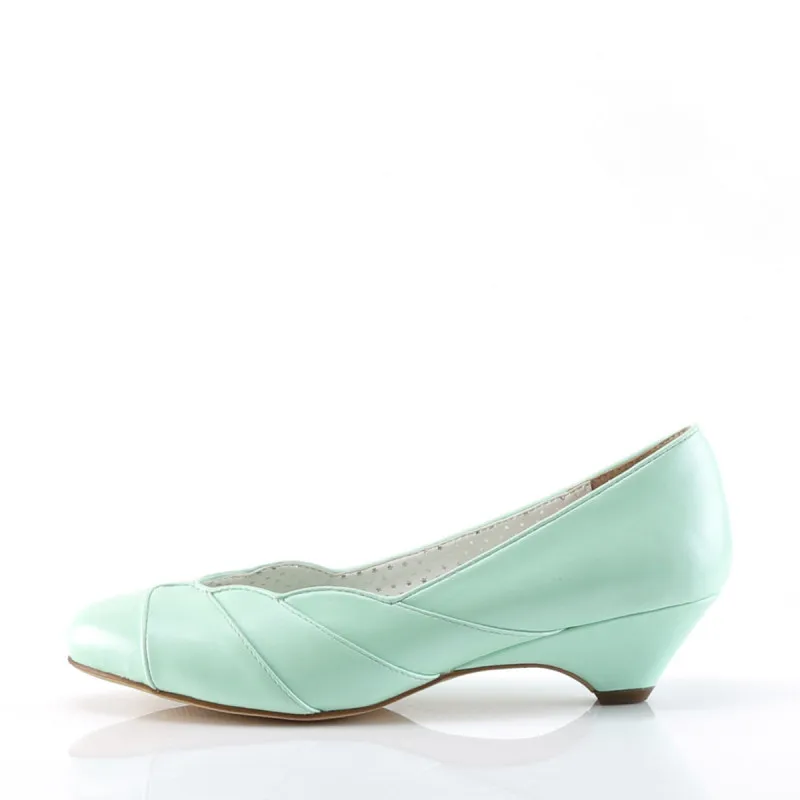 Chaussure pin up escarpin vert pastel glamour petit talon " kitten heel " vintage - vegan