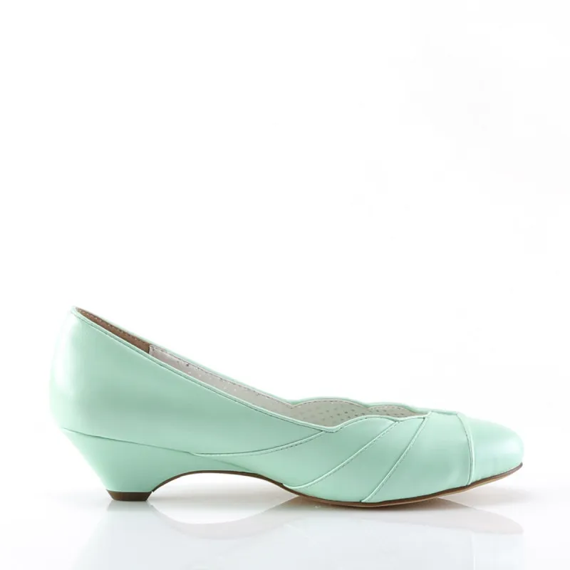 Chaussure pin up escarpin vert pastel glamour petit talon " kitten heel " vintage - vegan