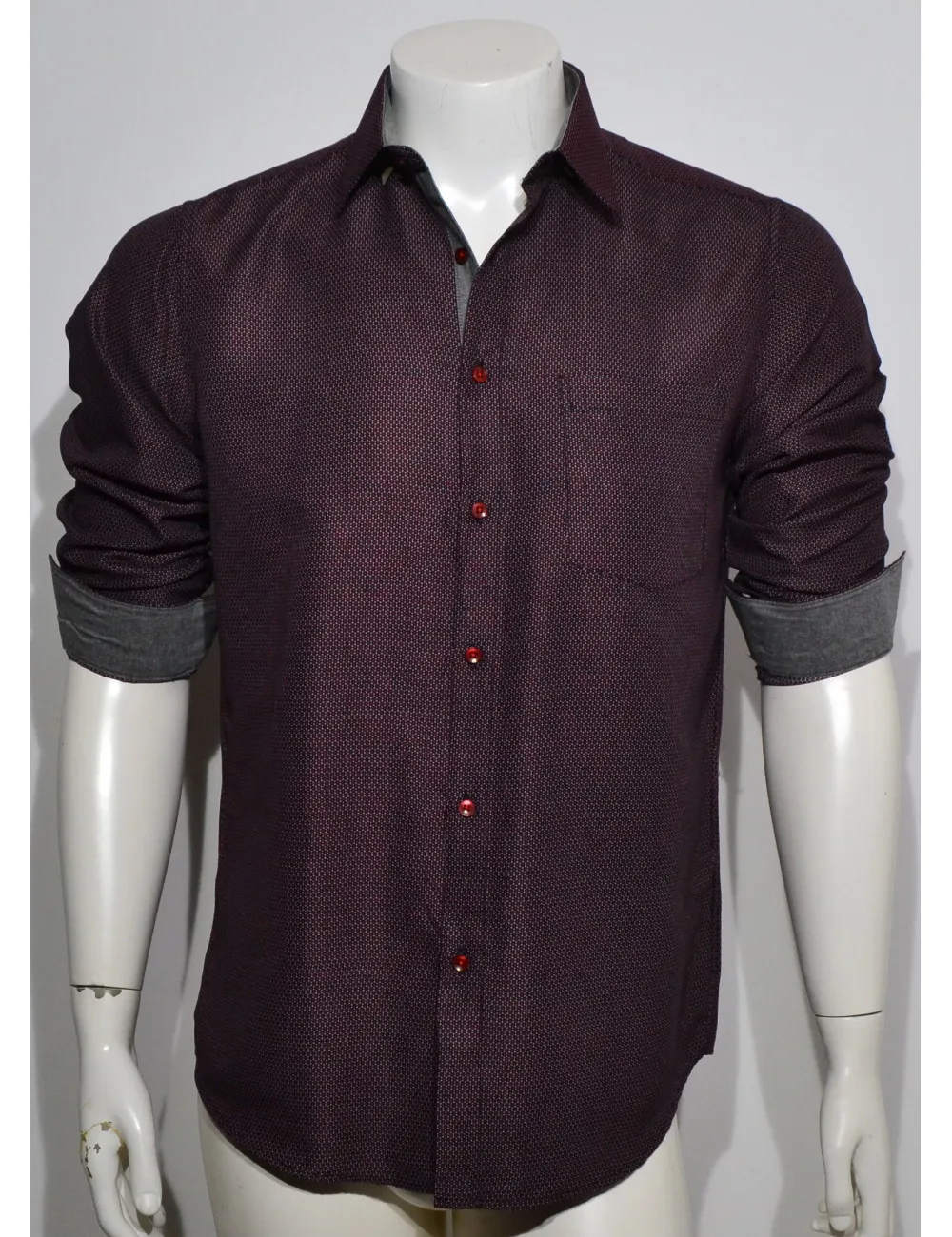 Chemise  Bordeaux à motifs petits ronds